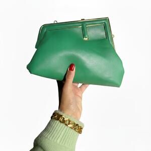 Emerald Green Vintage Style Asymmetrical Clutch